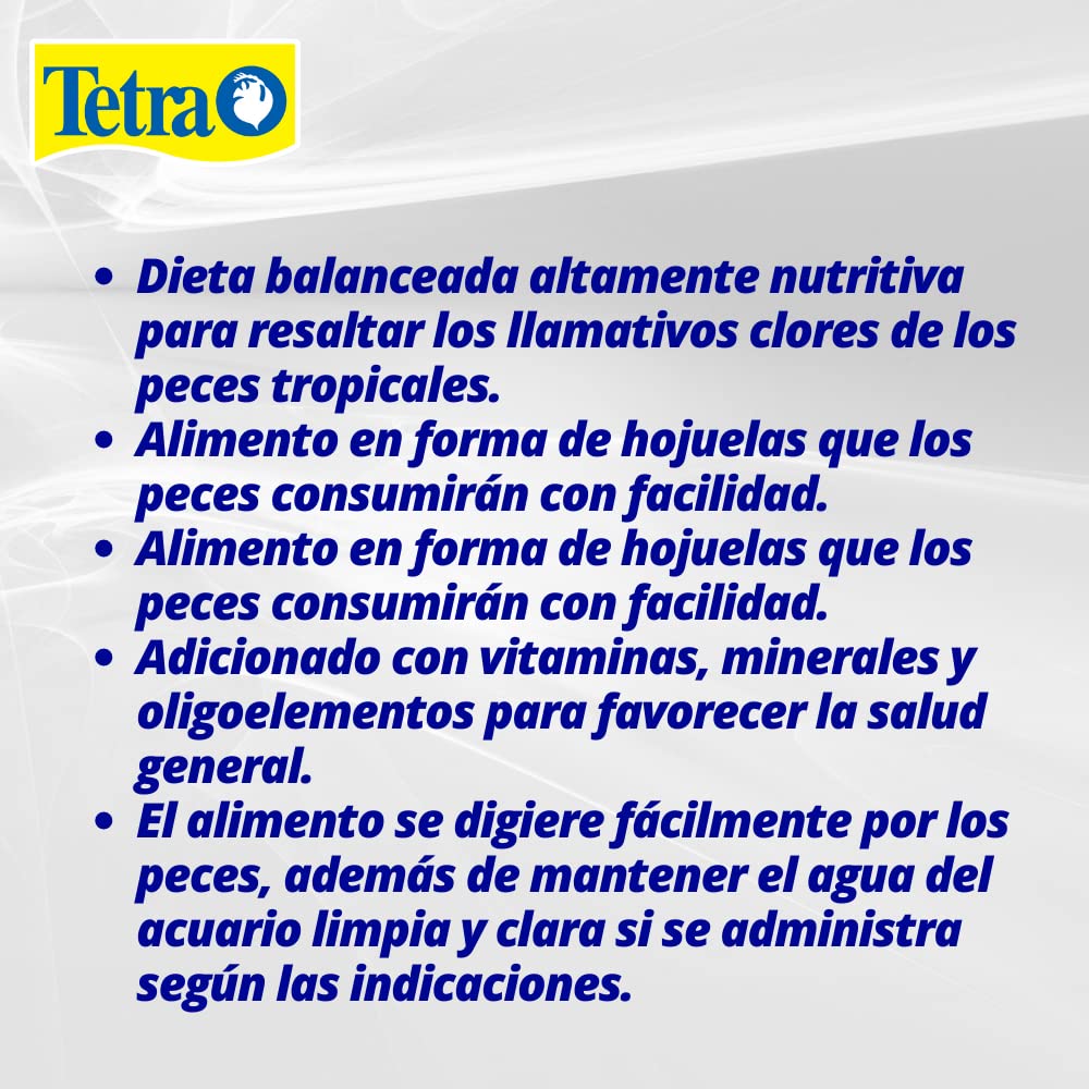 Envase visible de TetraColor Tropical Flakes para fácil identificación.