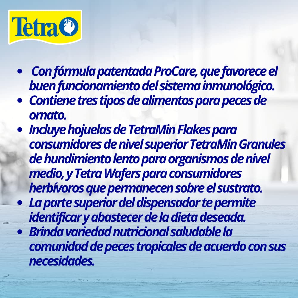 Tetra Community Select-A-Food alimentación diaria dos a tres veces.