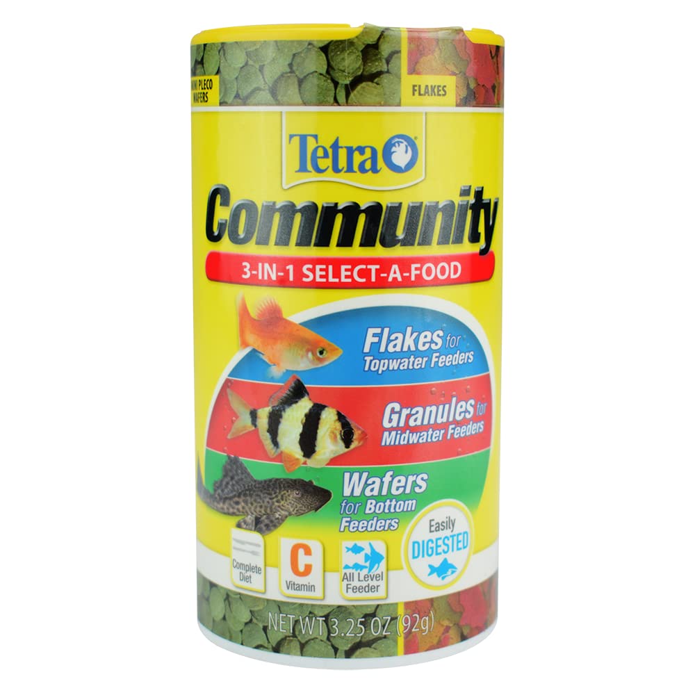 Tetra Community Select-A-Food escamas tropicales para peces de superficie.