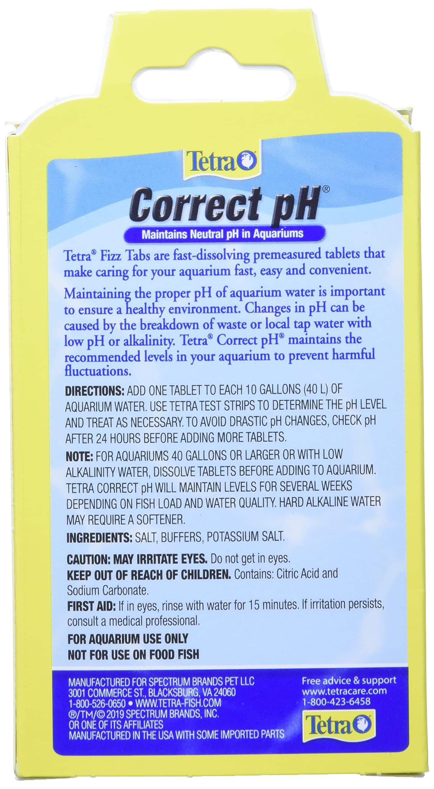 Tabletas Tetra Correct pH con dosificación precisa para mantener pH estable.