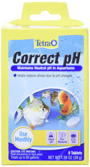 Tabletas Tetra Correct pH en empaque, listas para usar en acuario.