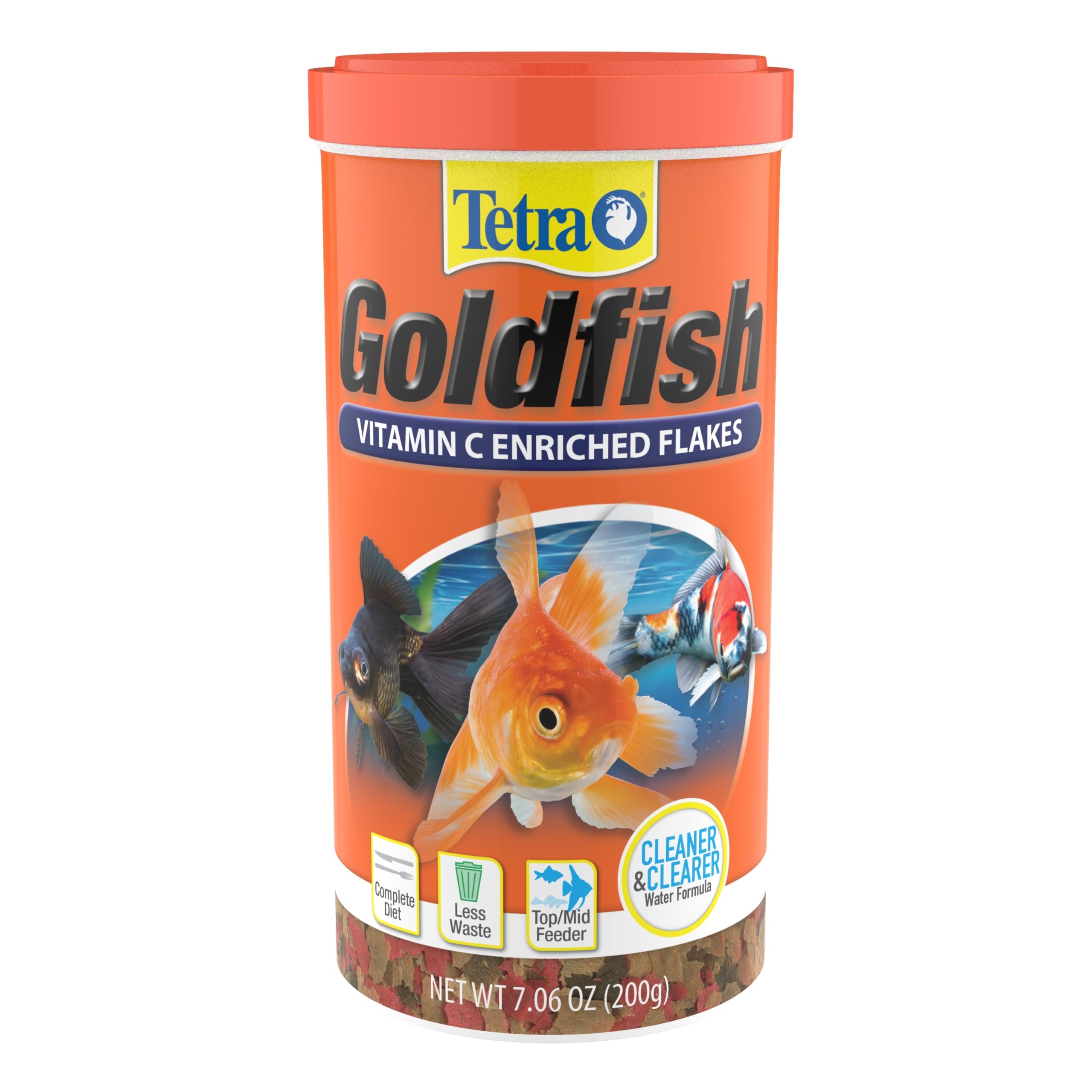 Tetra copos para pez dorado en tarro de 7 onzas para alimentación diaria.