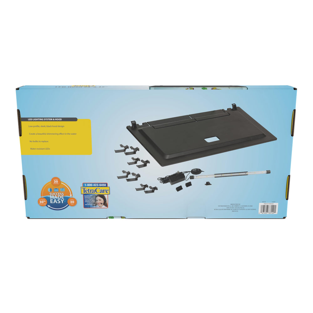 Tetra Hood 24x12 trasera, iluminación oculta para un acuario limpio.