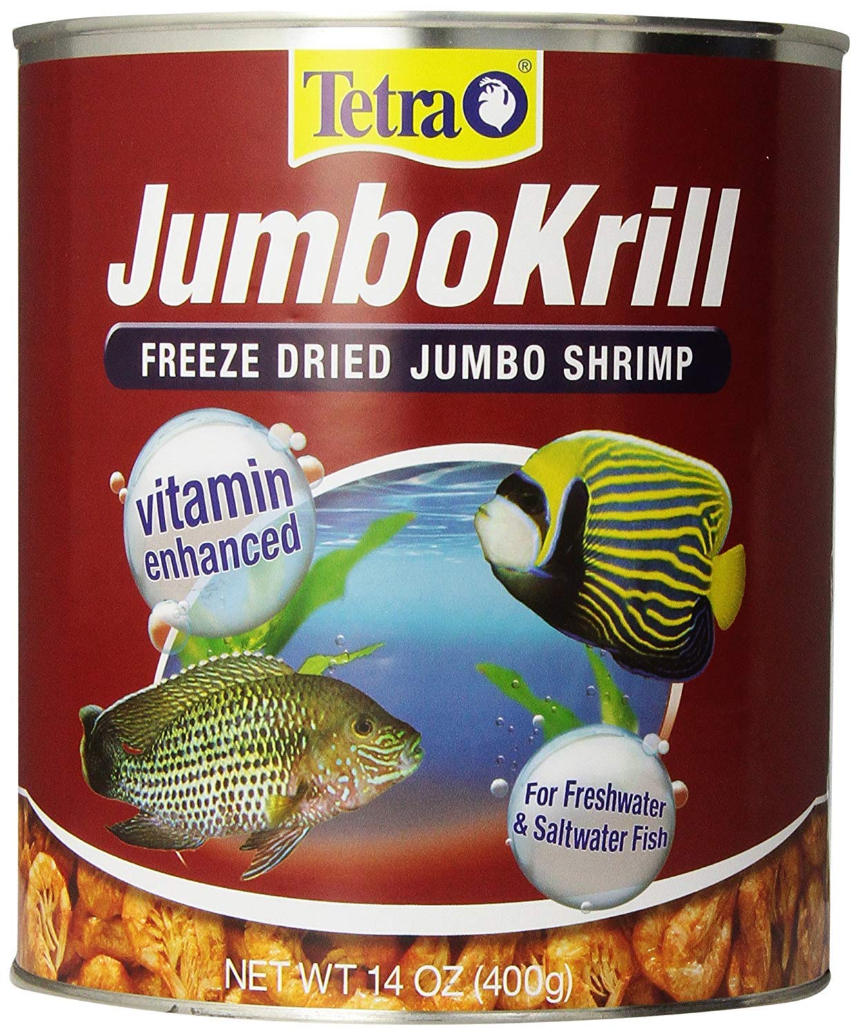 Tetra JumboKrill envase frontal mejora la conveniencia y mantiene la frescura para peces grandes.