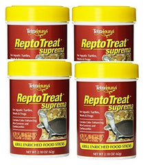 Tetra ReptoTreat Suprema Palitos, paquete de cuatro, alimento suplementario práctico para tortugas acuáticas.