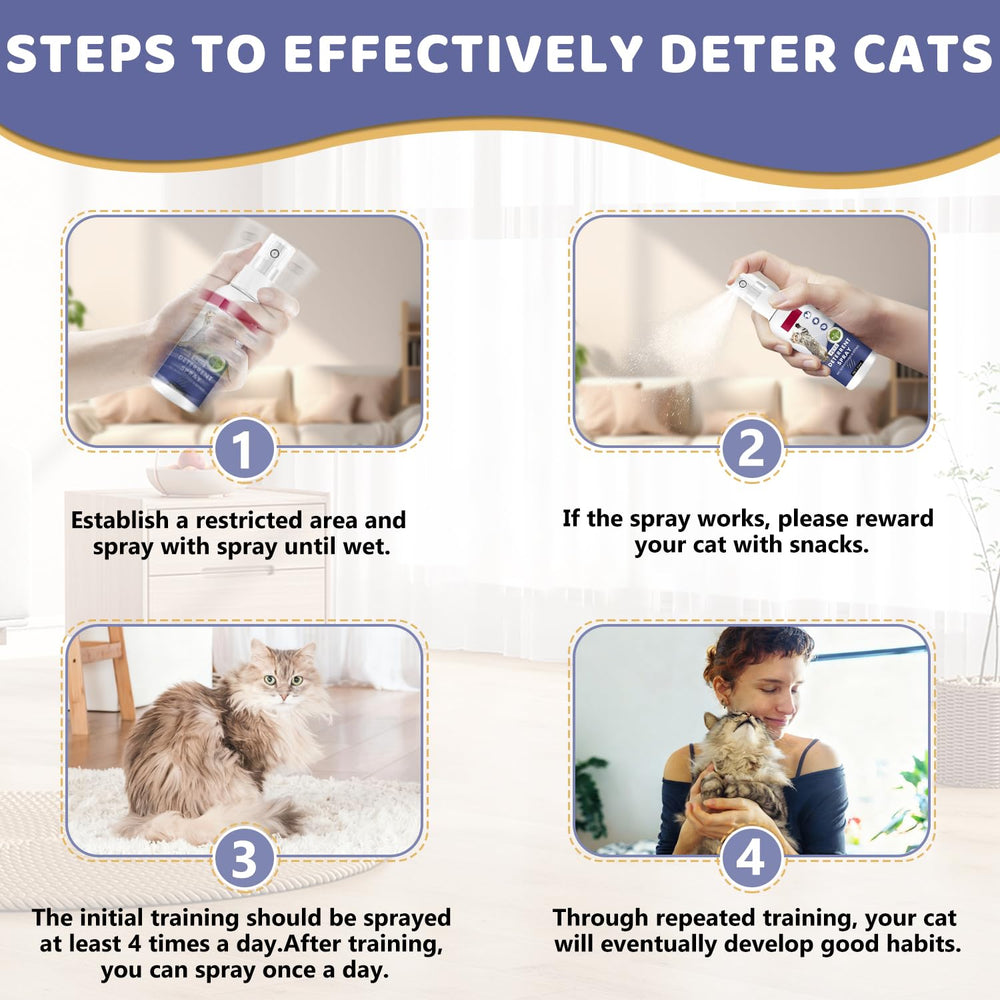 Gato aprende con el uso suave del spray deterrente de Tetra.