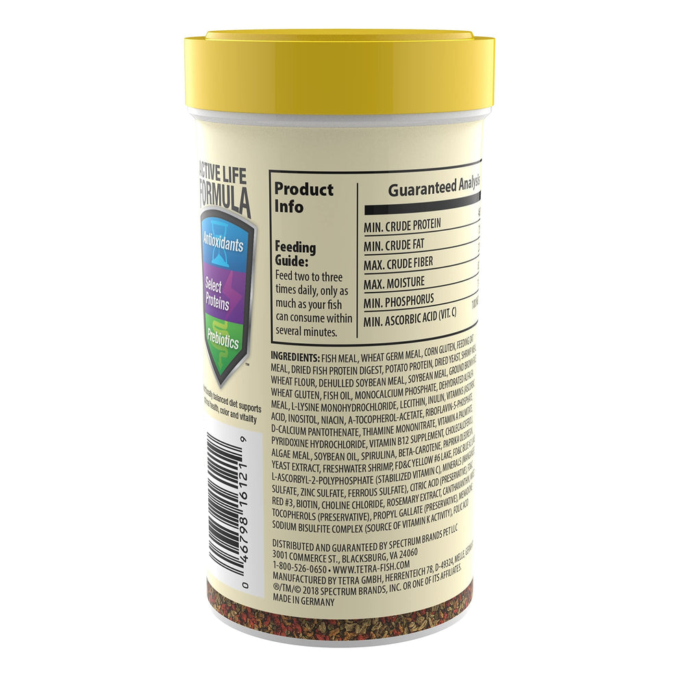 Tetra TetraMin Tropical Granules, nutrición equilibrada, apoya la digestión y el crecimiento saludable.