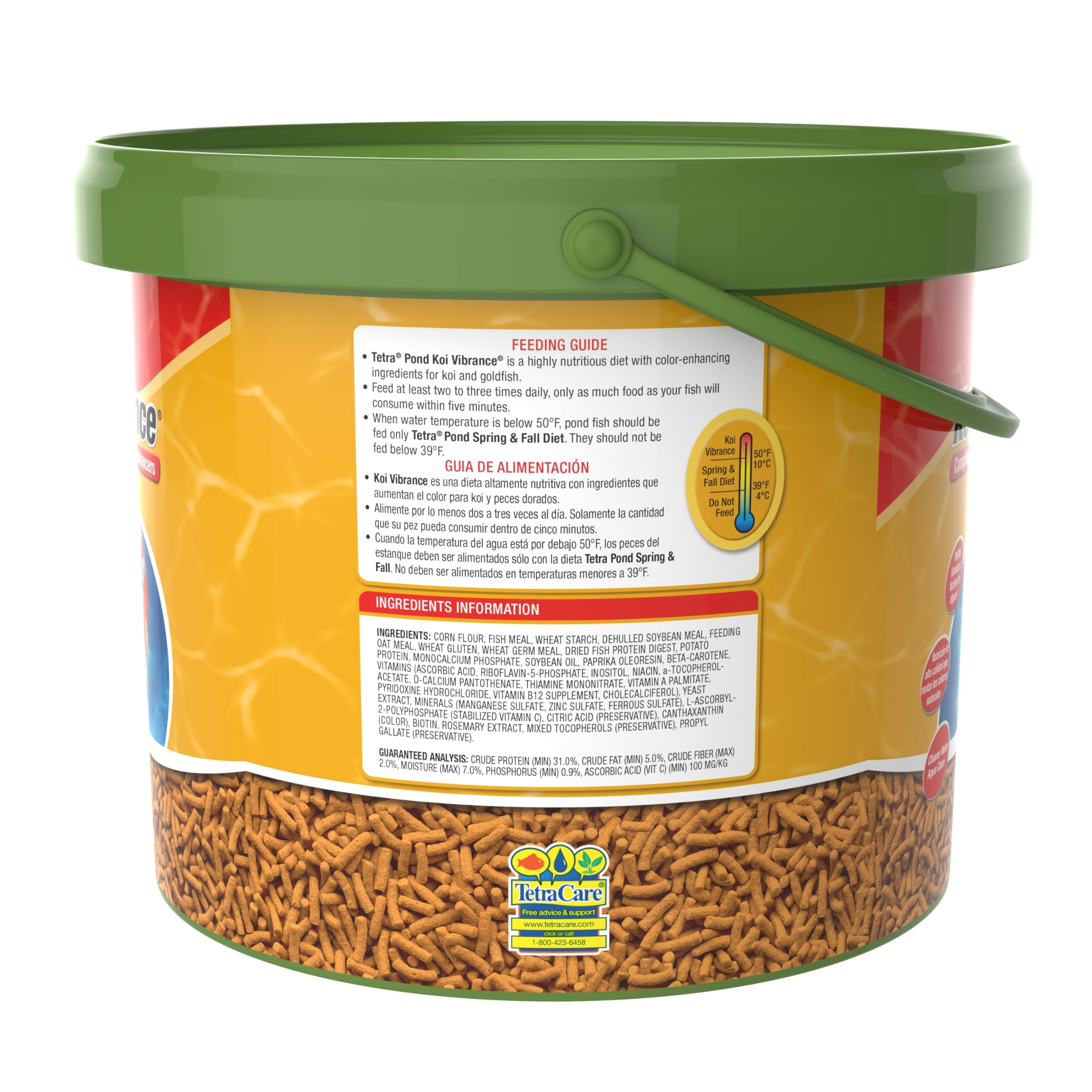 TetraPond Koi Vibrance: digestibilidad alta para menos desechos y agua más clara.