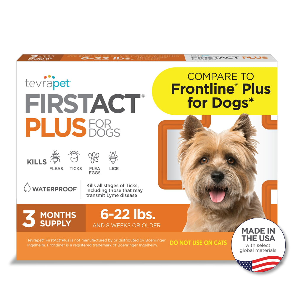 TevraPet FirstAct Plus: caja con tres dosis para uso mensual antipulgas