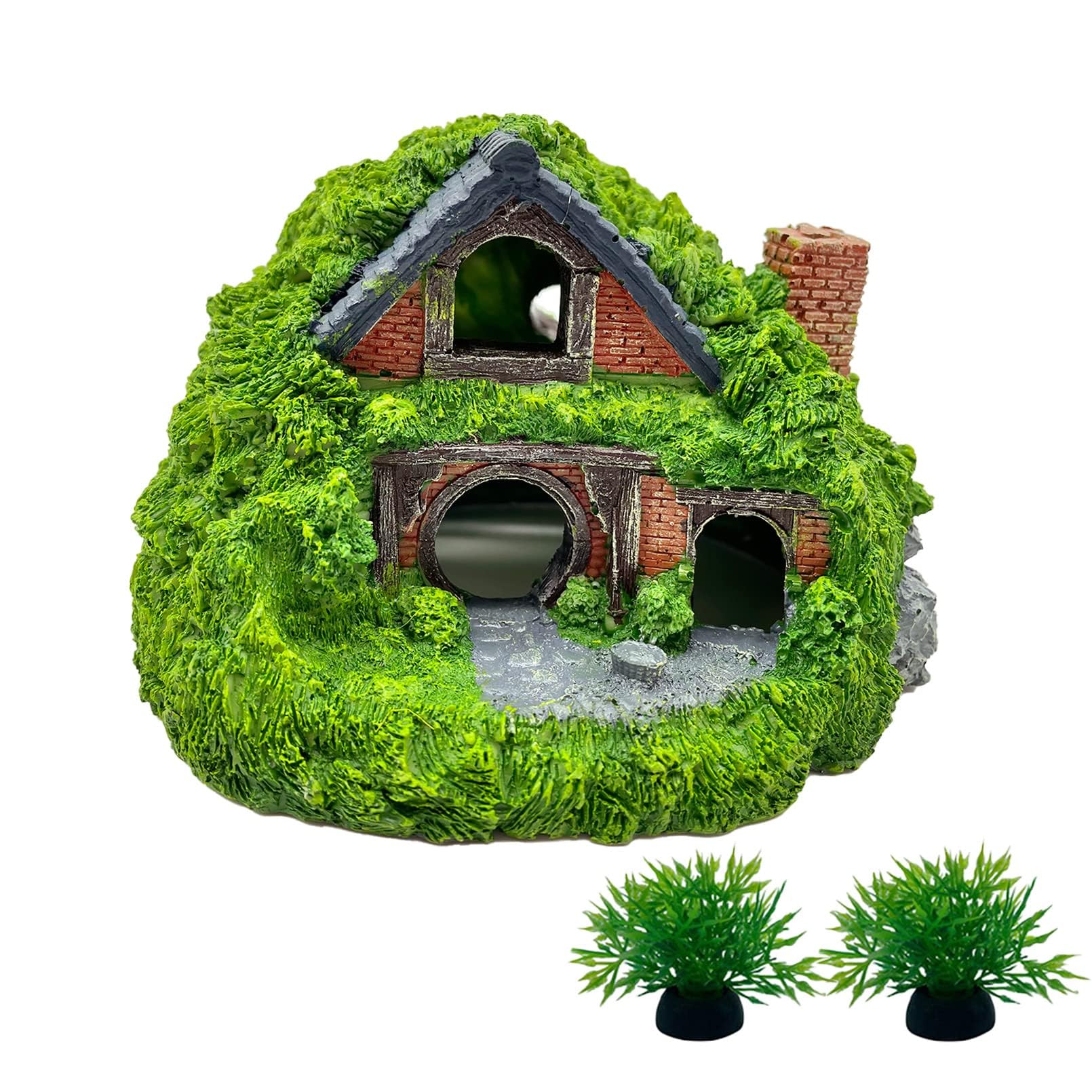 Tfwadmx Hobbit Hole acuario, atractivo centro visual y refugio para peces.
