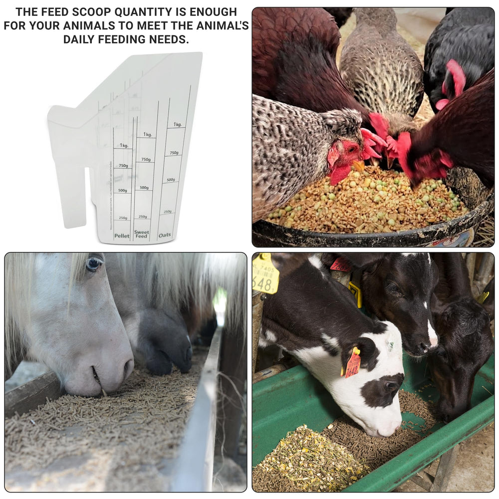 Cucharón diseñado para pellets y granos en raciones exactas