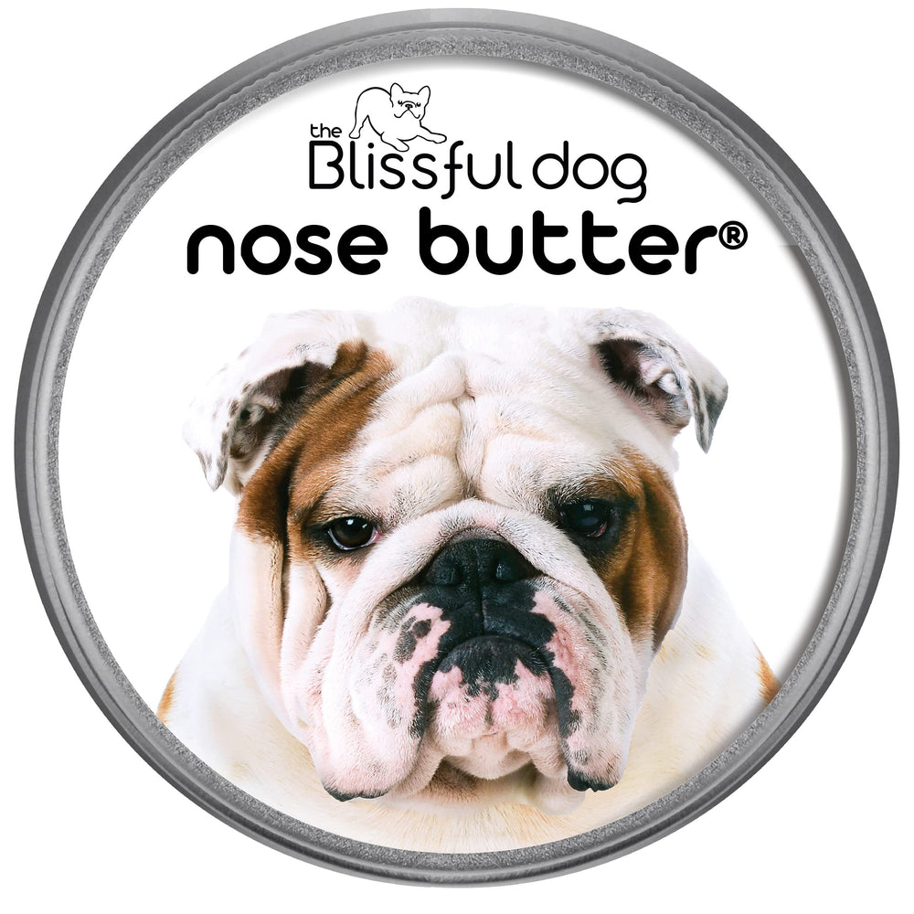 El bálsamo The Blissful Dog Bulldog Nose Butter en envase de 2 oz, listo para uso diario en narices secas.