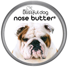 El bálsamo The Blissful Dog Bulldog Nose Butter en envase de 2 oz, listo para uso diario en narices secas.