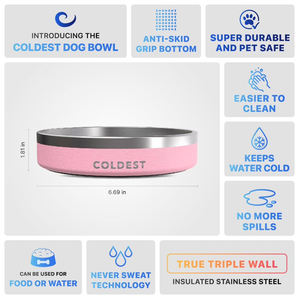 The Coldest Water bol-chien-rose-cotton-candy-21oz: couleur rose barbe à papa et grande capacité.