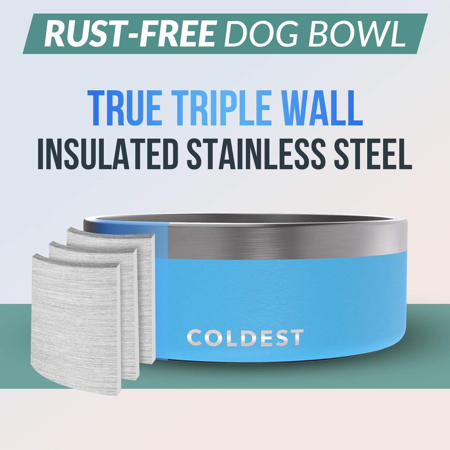 Coldest Water cuenco para perros, aislamiento triple, mantiene el agua fría.
