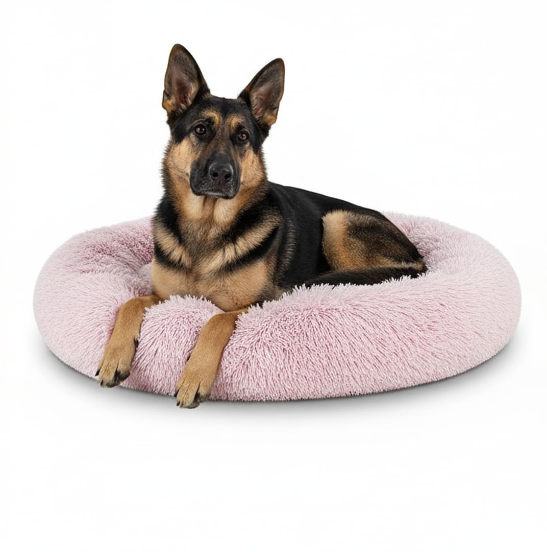 The Dog's Balls Cama Donut Calma con pelaje falso suave para un descanso cómodo.