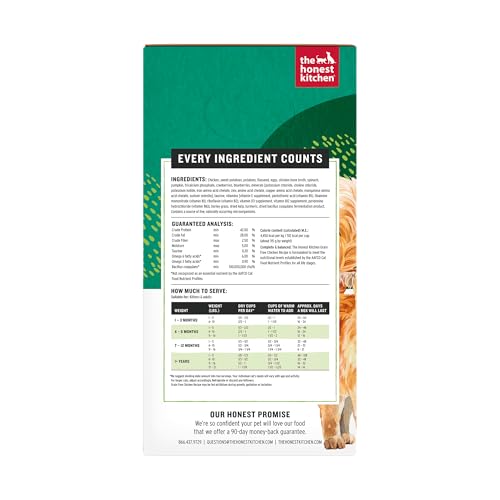 The Honest Kitchen rehidrata con agua para ofrecer una comida completa para gato.