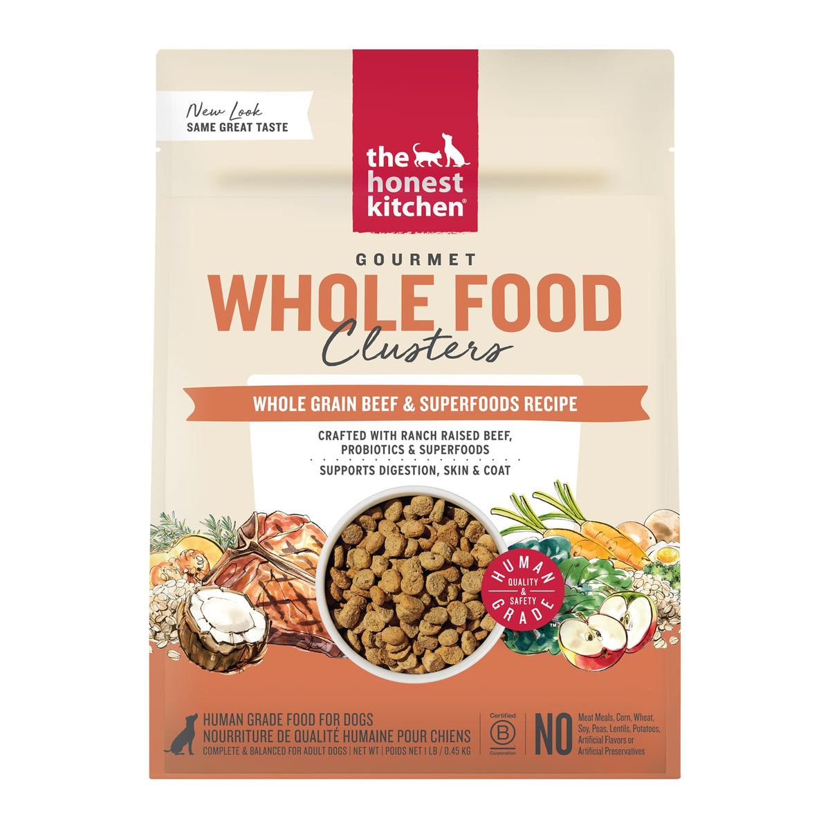 The Honest Kitchen Clusters bolsa-1lb, ideal comida principal para perros adultos