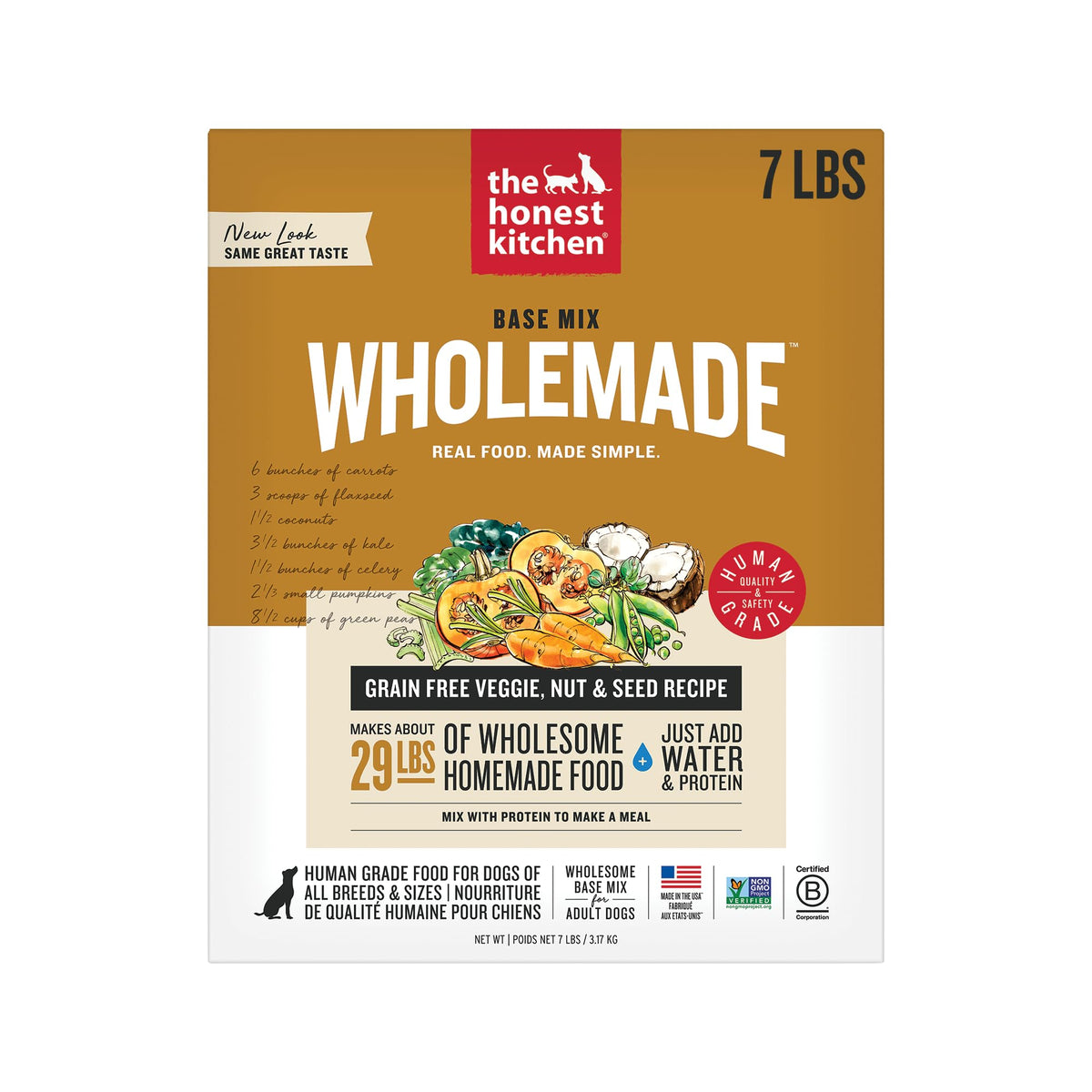 Base deshidratada The Honest Kitchen con vegetales para comidas caseras de perros.