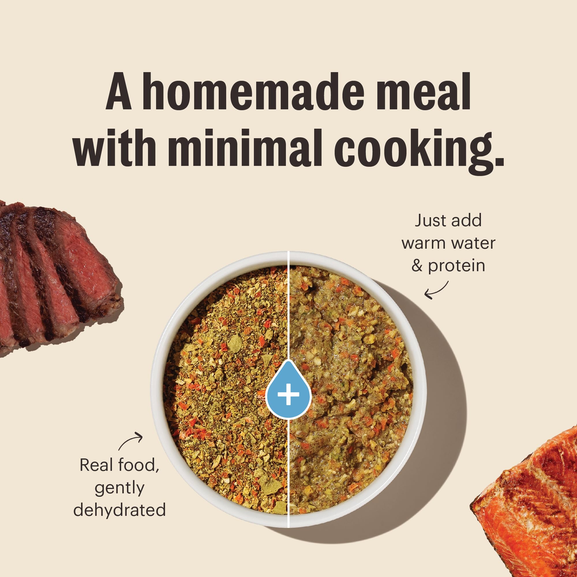 Ingredientes reales de The Honest Kitchen aportan nutrición sin conservantes artificiales.
