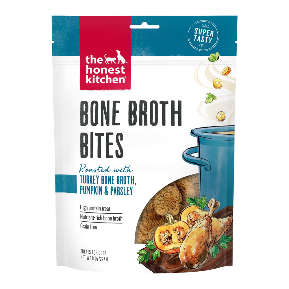 The Honest Kitchen Bone Broth Bites, emballage pratique, friandise protéinée pour chien