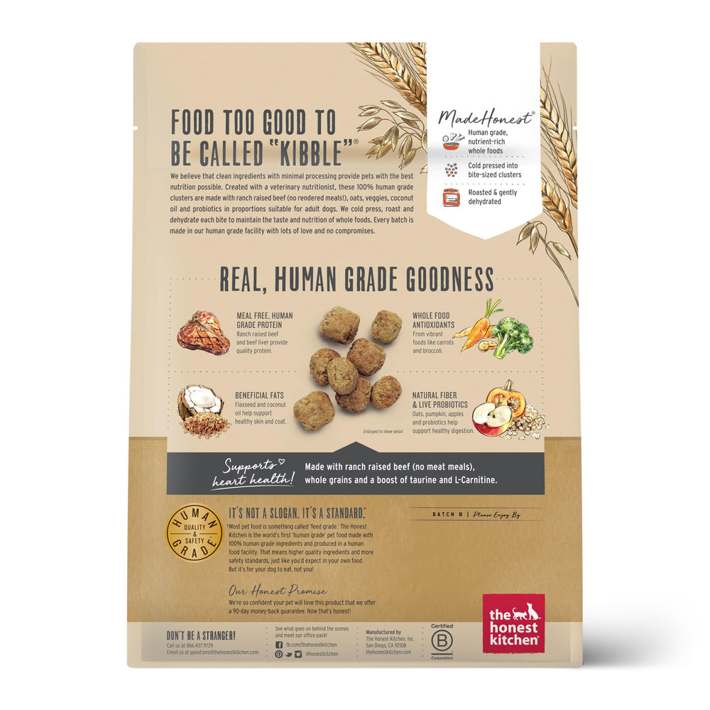The Honest Kitchen Clusters grano-entero-avena, aporta textura crujiente y energía suave