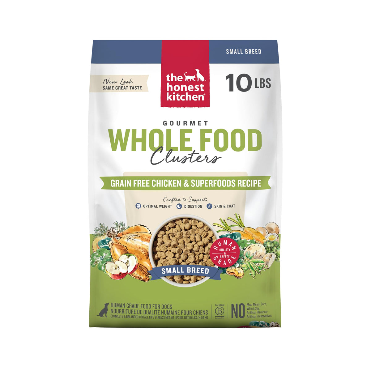 The Honest Kitchen Clusters para razas pequeñas con pollo, bocado ideal para perros pequeños.