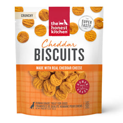 The Honest Kitchen galletas cheddar, empaque tres punto cinco onzas, premio sabroso para el perro