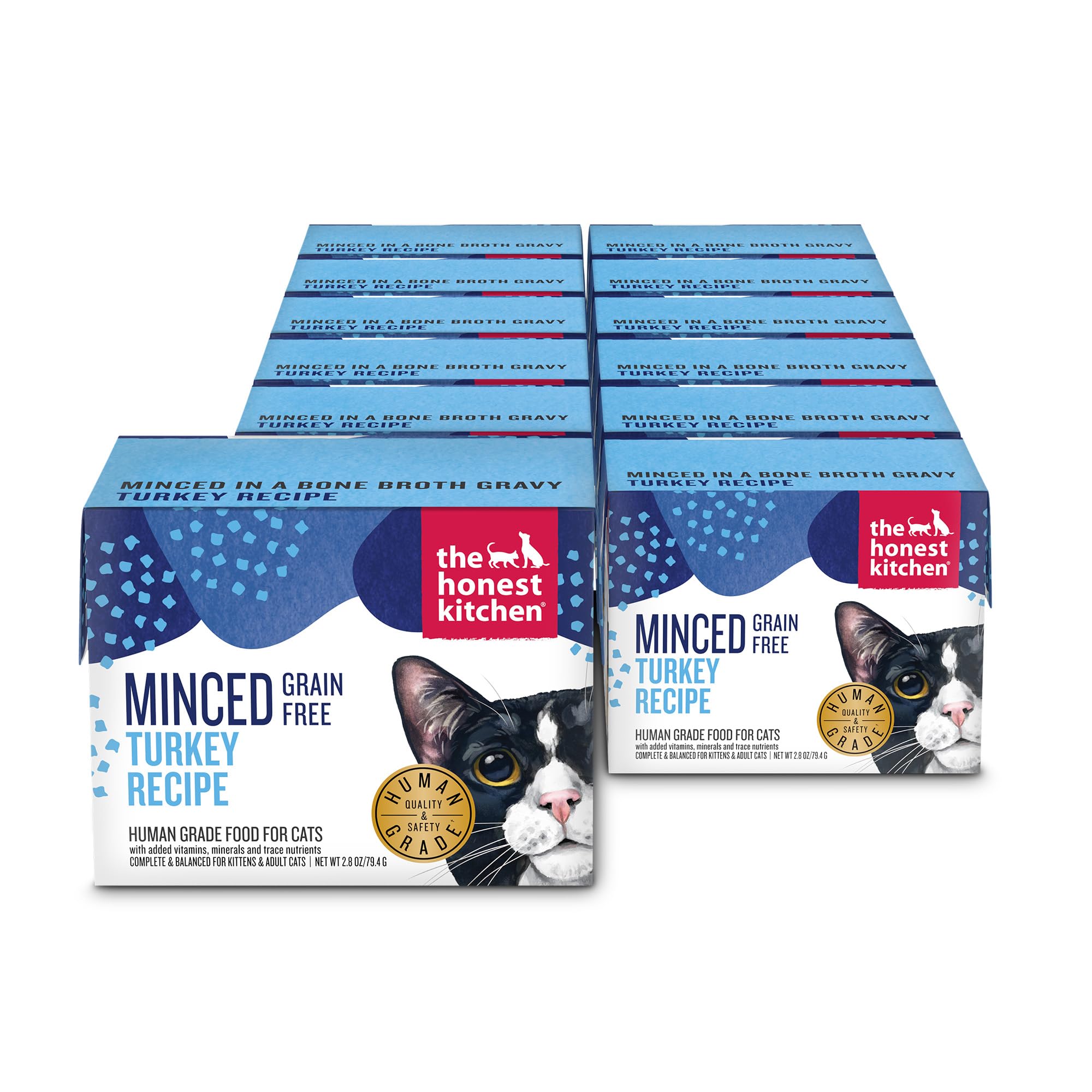 The Honest Kitchen pavo picado en caldo sabroso, empaque de 12 latas para gatos.