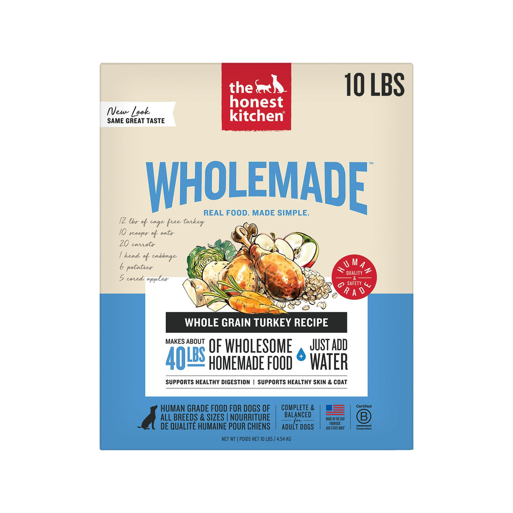 The Honest Kitchen: alimento humano de calidad para perros con pavo y 10 lb en caja, nutrición completa.