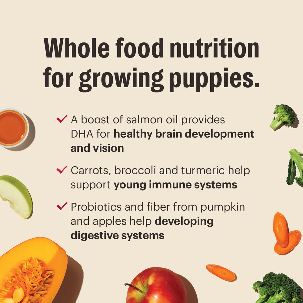 Nutrición para cachorros en desarrollo con ingredientes de calidad.