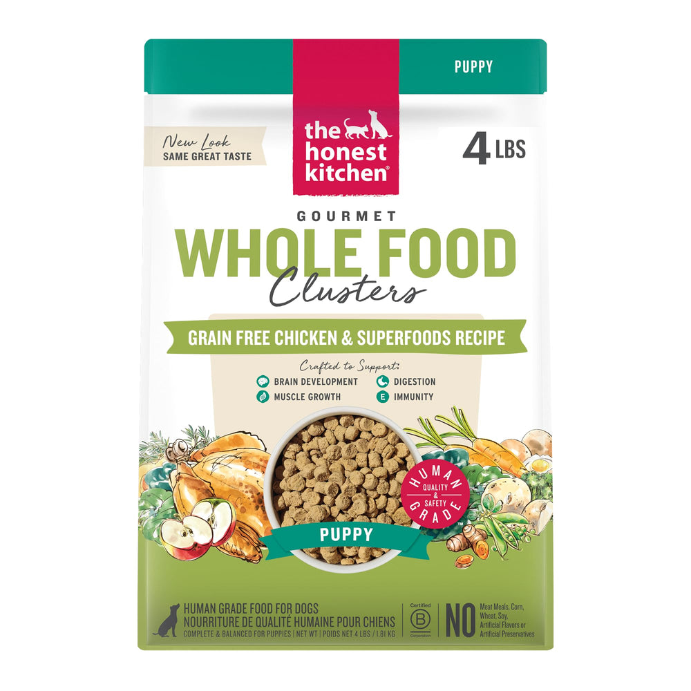 The Honest Kitchen Puppy Clusters con pollo sin granos para cachorros, bolsa de 4 libras.