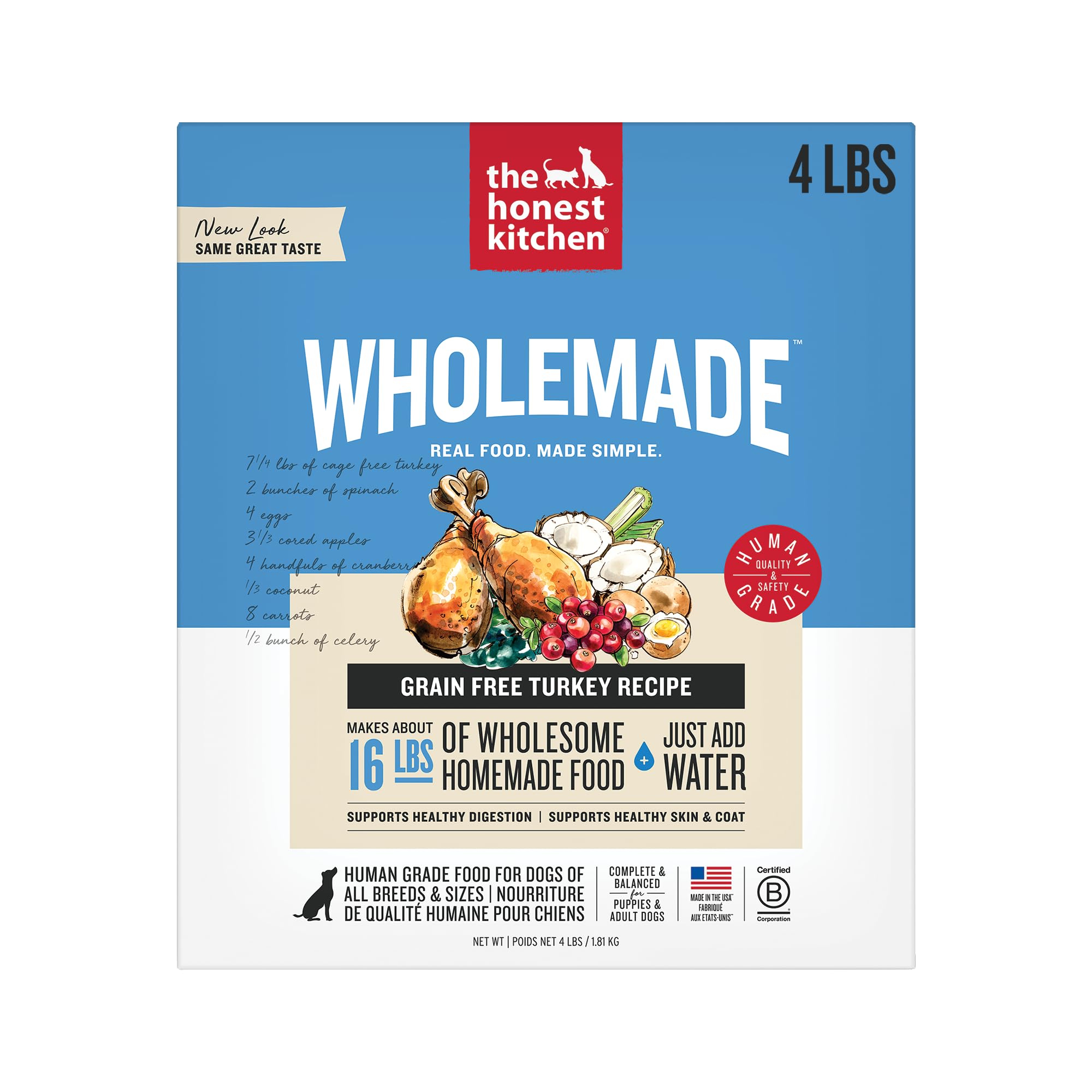 The Honest Kitchen WholeMade deshidratada pavo bol para perros sabrosos