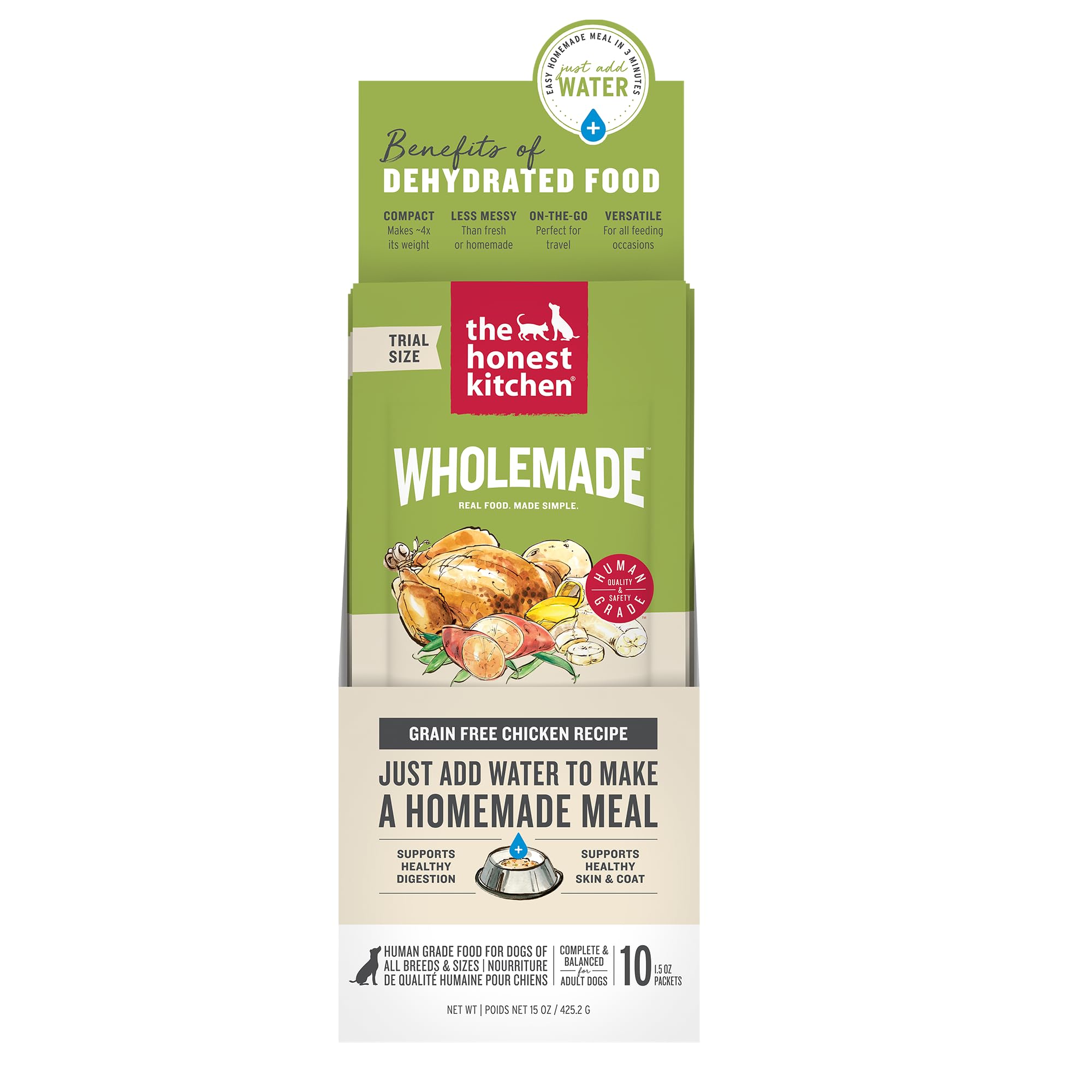 The Honest Kitchen Wholemade Deshidratado con pollo y ingredientes reales para perros
