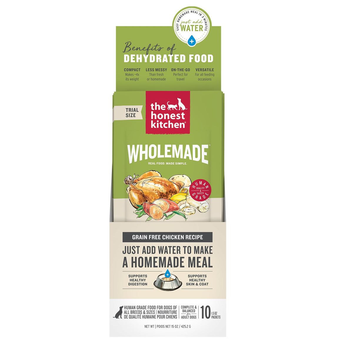 The Honest Kitchen Wholemade Deshidratado con pollo y ingredientes reales para perros