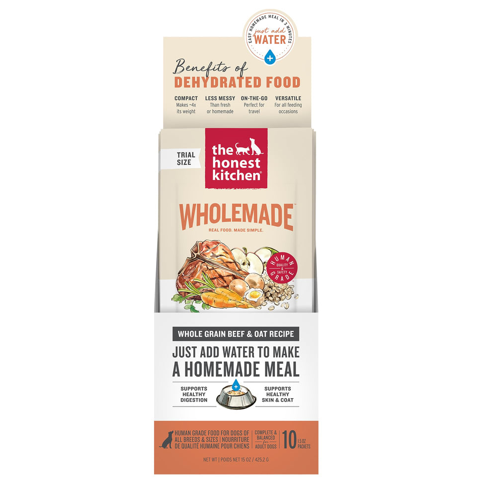The Honest Kitchen Wholemade res-avena deshidratado, ideal como comida para perros.