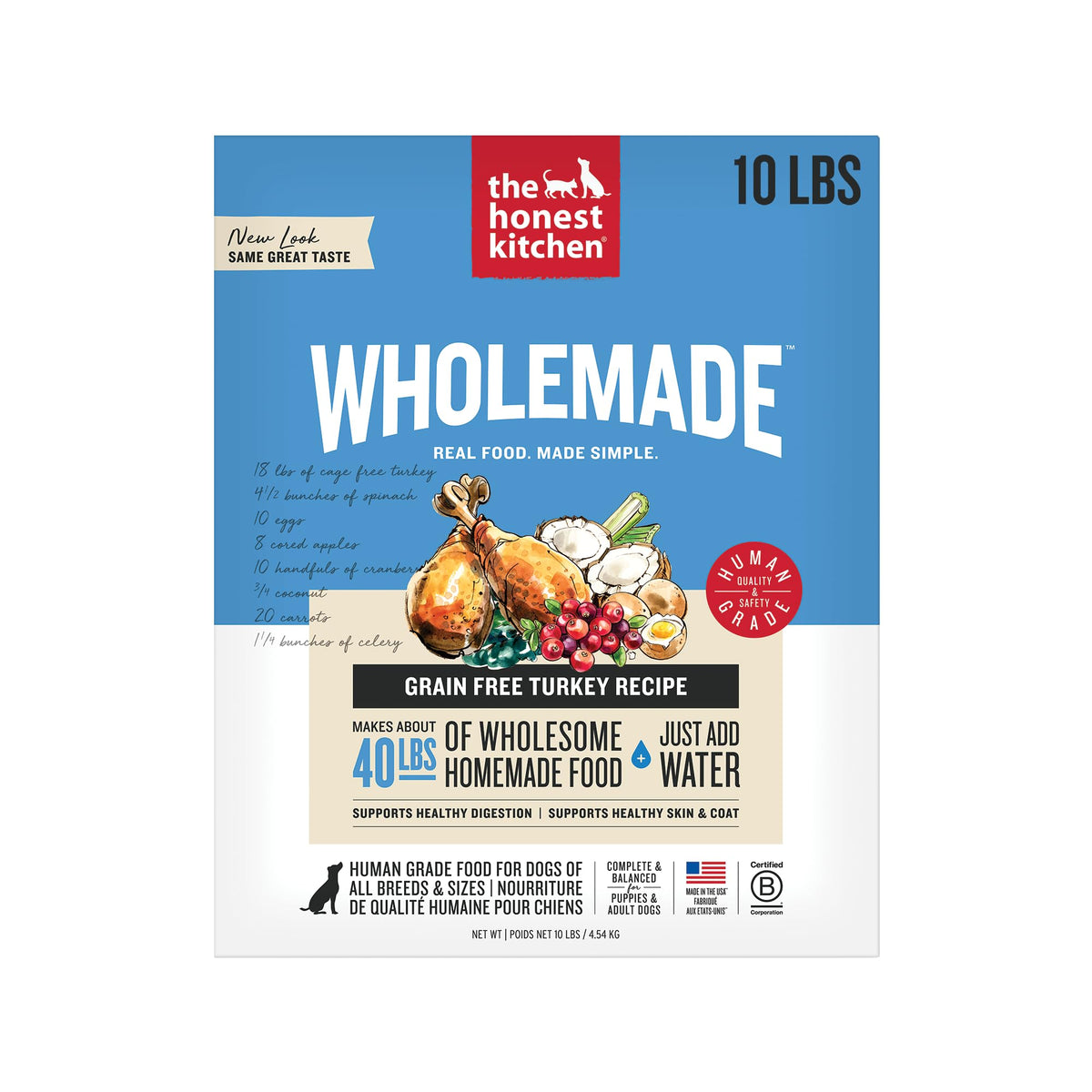 The Honest Kitchen WholeMade pavo: bolsa de 10 libras para nutrición completa de perros