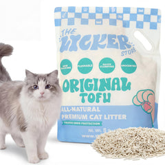 THE LICKER STORE arena de tofu para gatos en bolsa de 8 libras, limpieza rápida.