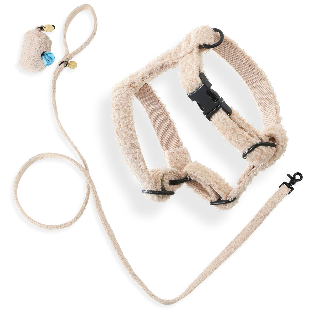 Arnés THE LICKER STORE WLK1000A-4SET en bouclé camel para paseos cómodos