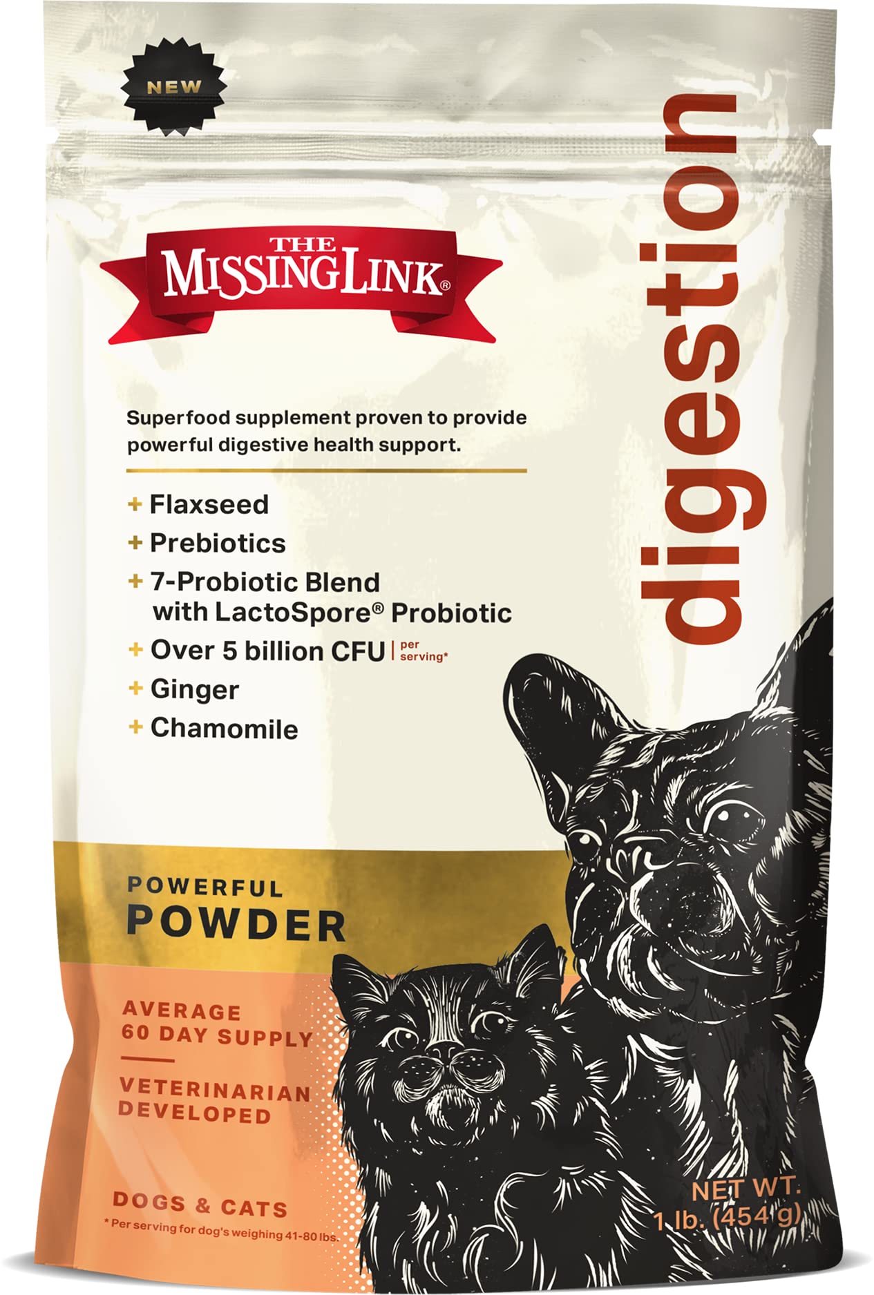 The Missing Link apoyo diario a la salud digestiva en perros y gatos.
