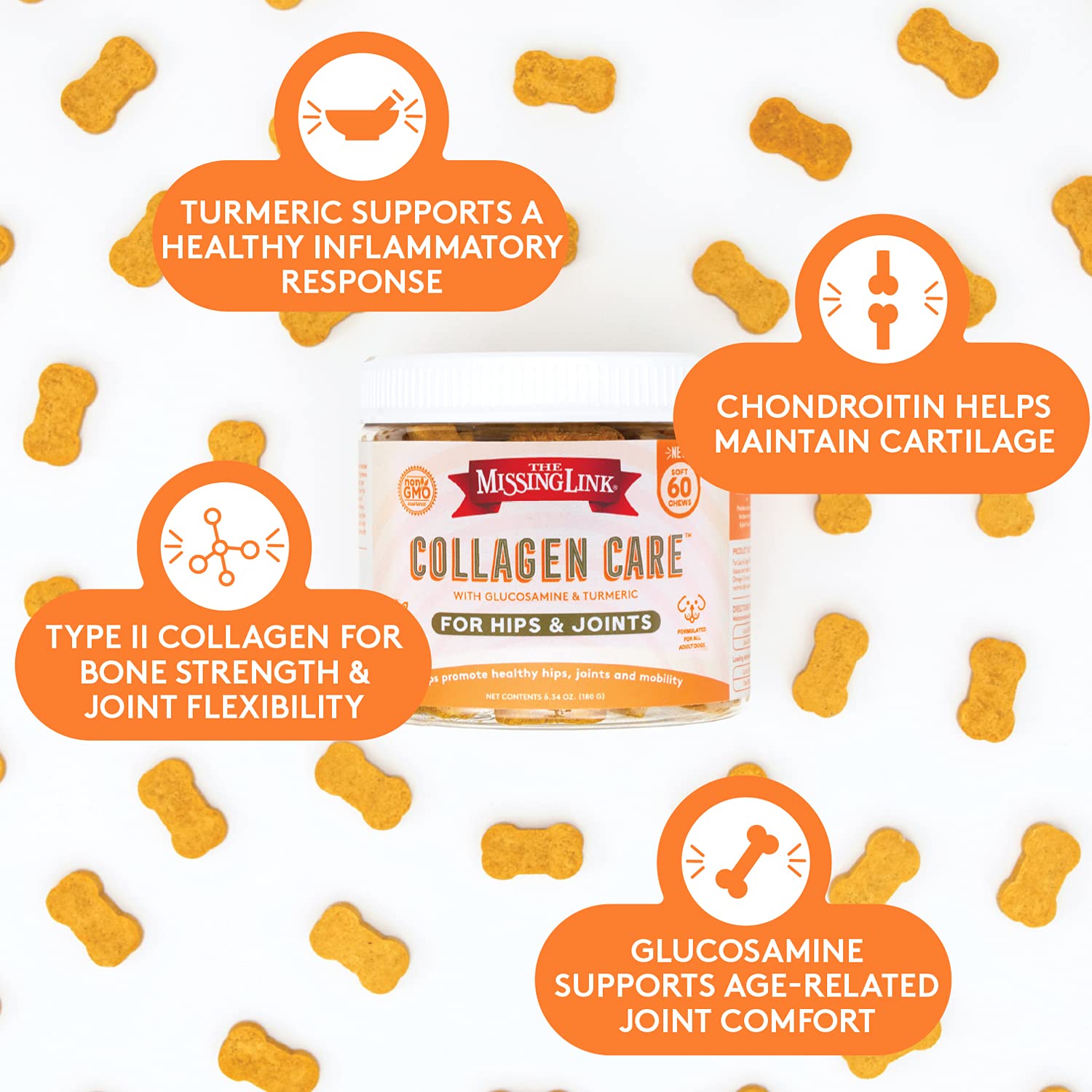 The Missing Link Collagen Care: envase frontal, información clara sobre ingredientes naturales.