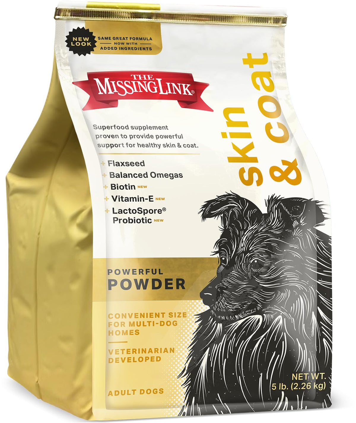 The Missing Link Skin & Coat: bolsa de 5 libras para piel saludable en perros.