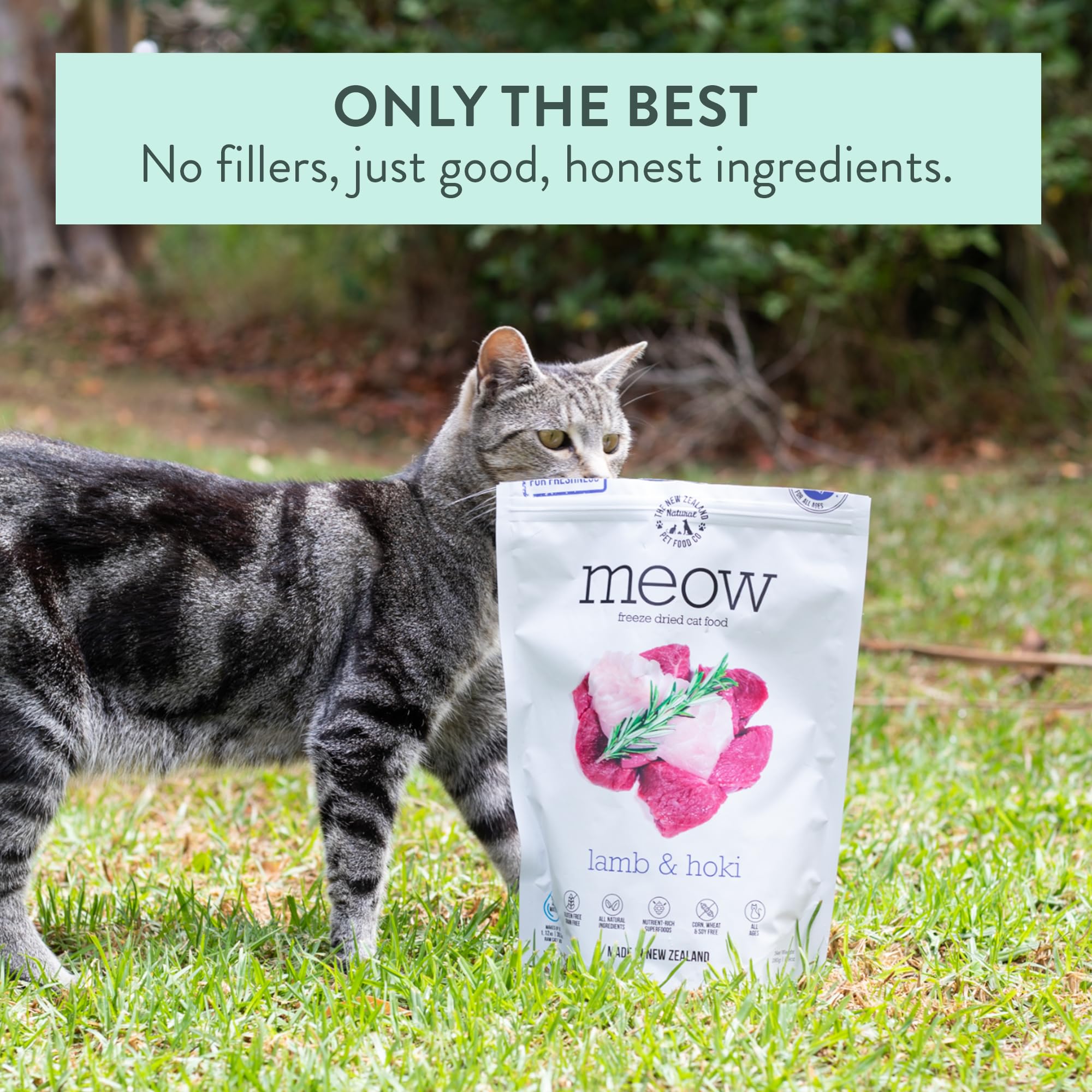 The New Zealand Natural Pet Food Co. Meow proceso de congelación para conservar nutrientes.