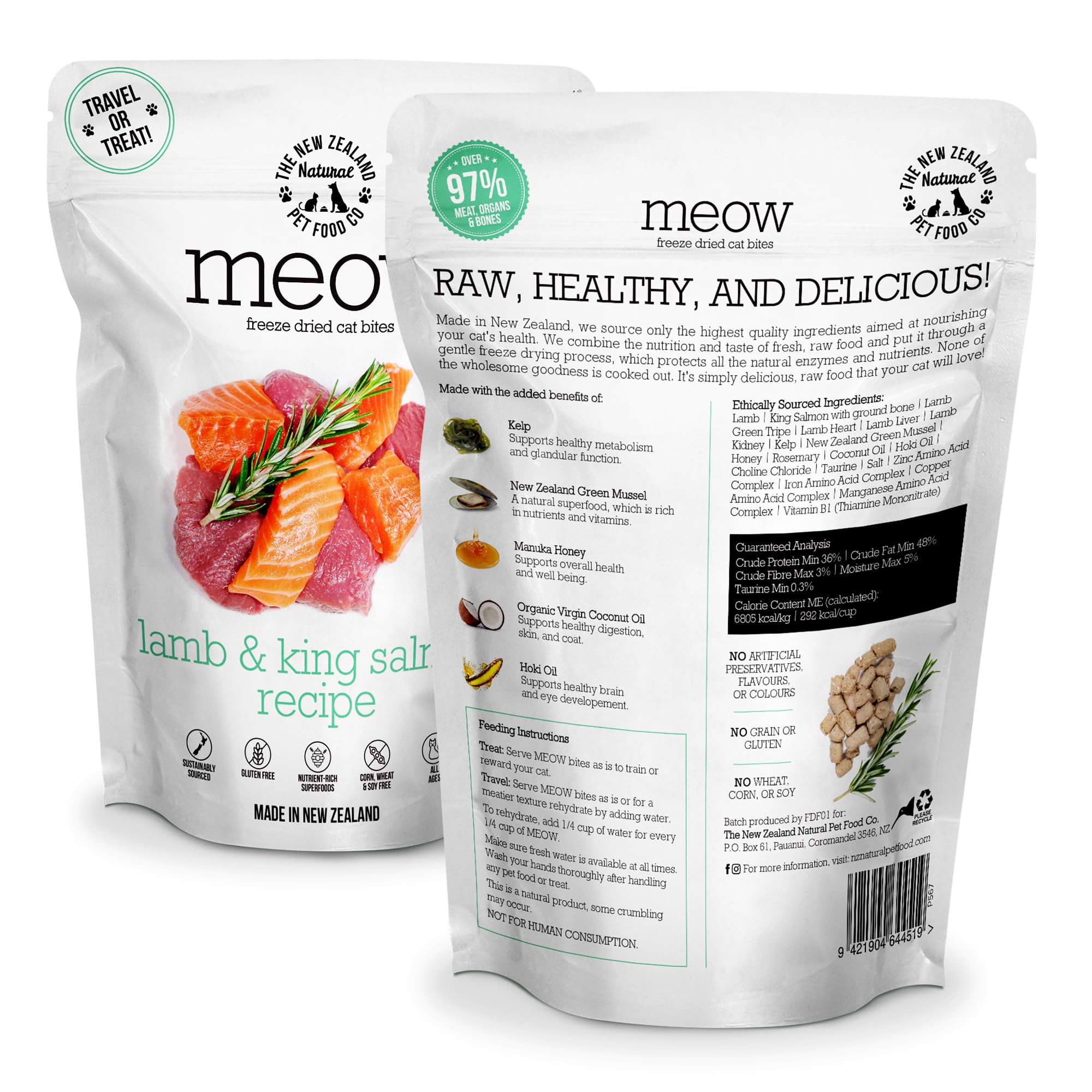 The New Zealand Natural Pet Food Co. Meow: ingredientes premium que apoyan una digestión saludable