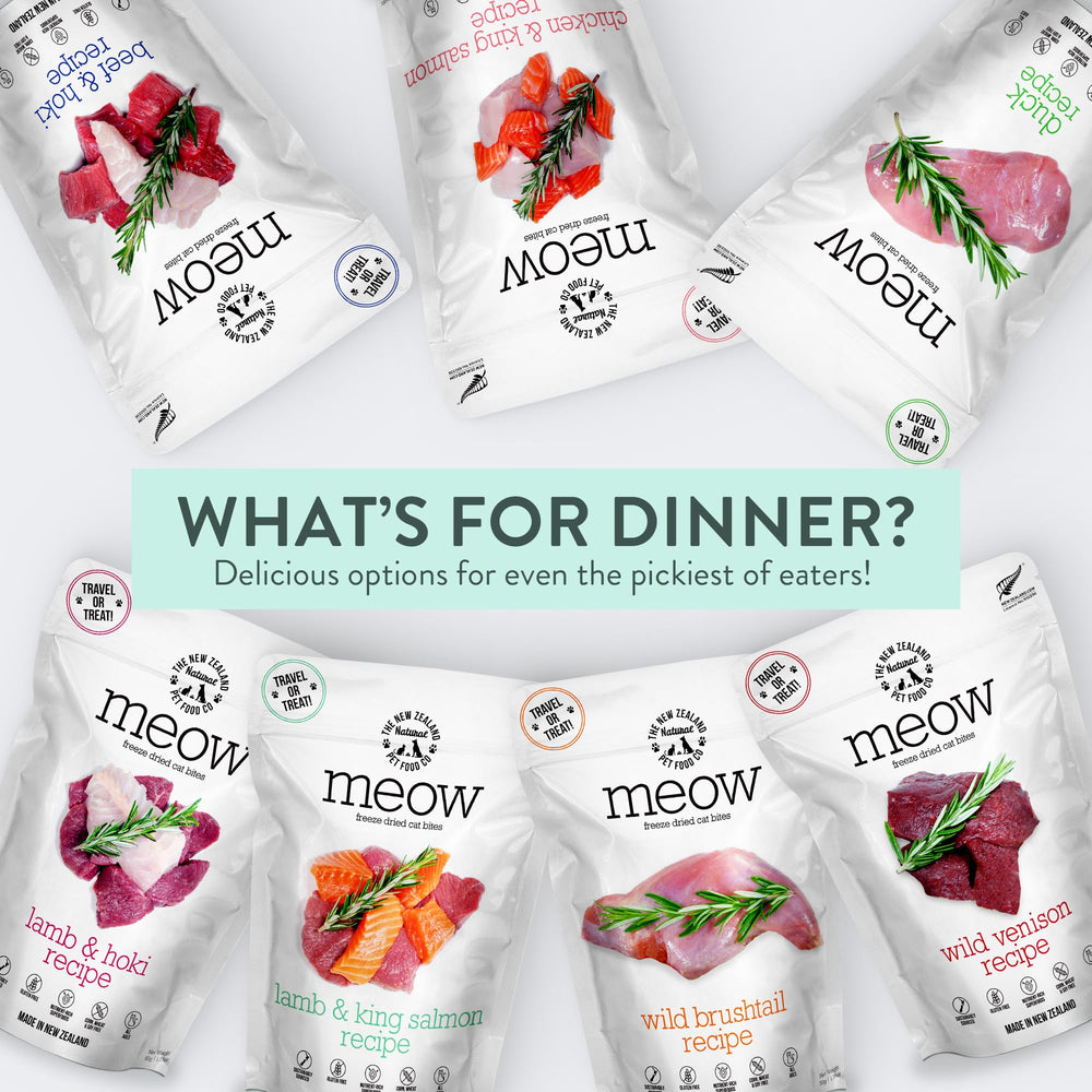 The New Zealand Natural Pet Food Co. Meow: recompensa sabrosa para entrenamiento y fortalecimiento del vínculo