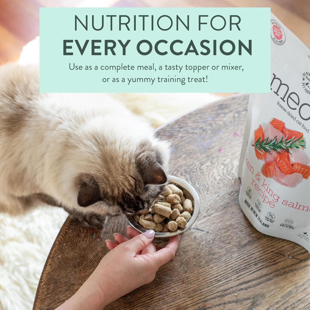The New Zealand Natural Pet Food Co toppers de alta proteína para gatos, fácil de mezclar.