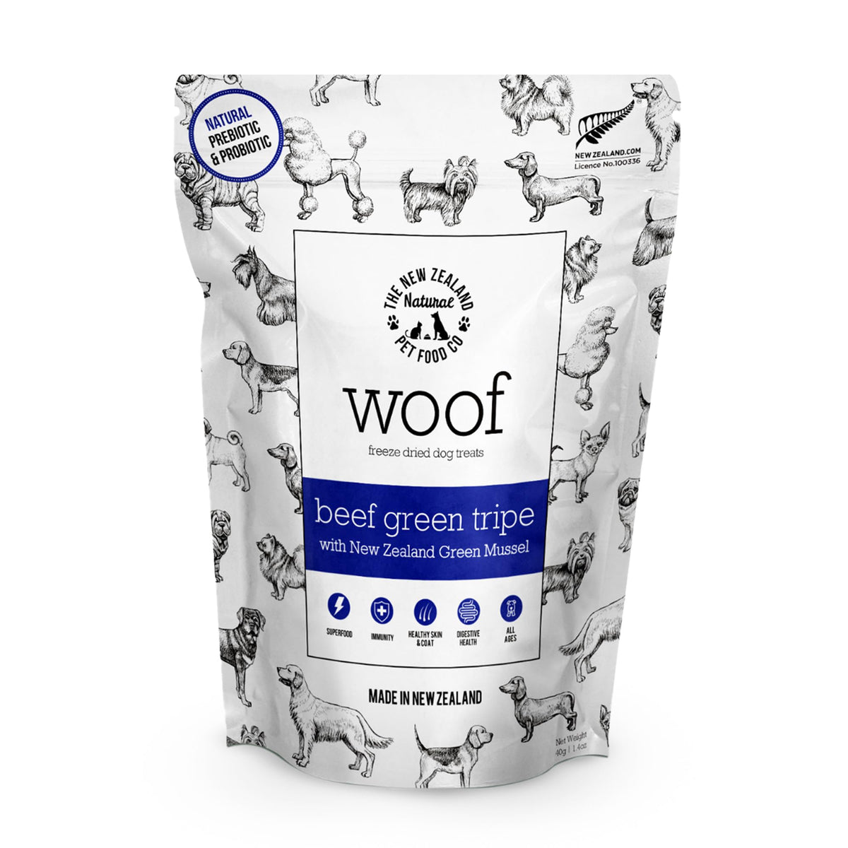 WOOF Tripe de Boeuf lyophilisée: tranche petite, idéale pour récompenser lors de l'entraînement.