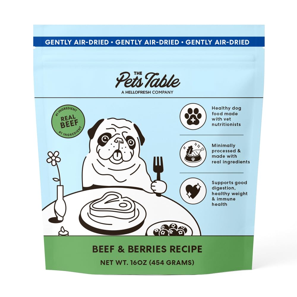 The Pets Table Beef & Berries, bolsa 1 lb lista para servir porciones diarias
