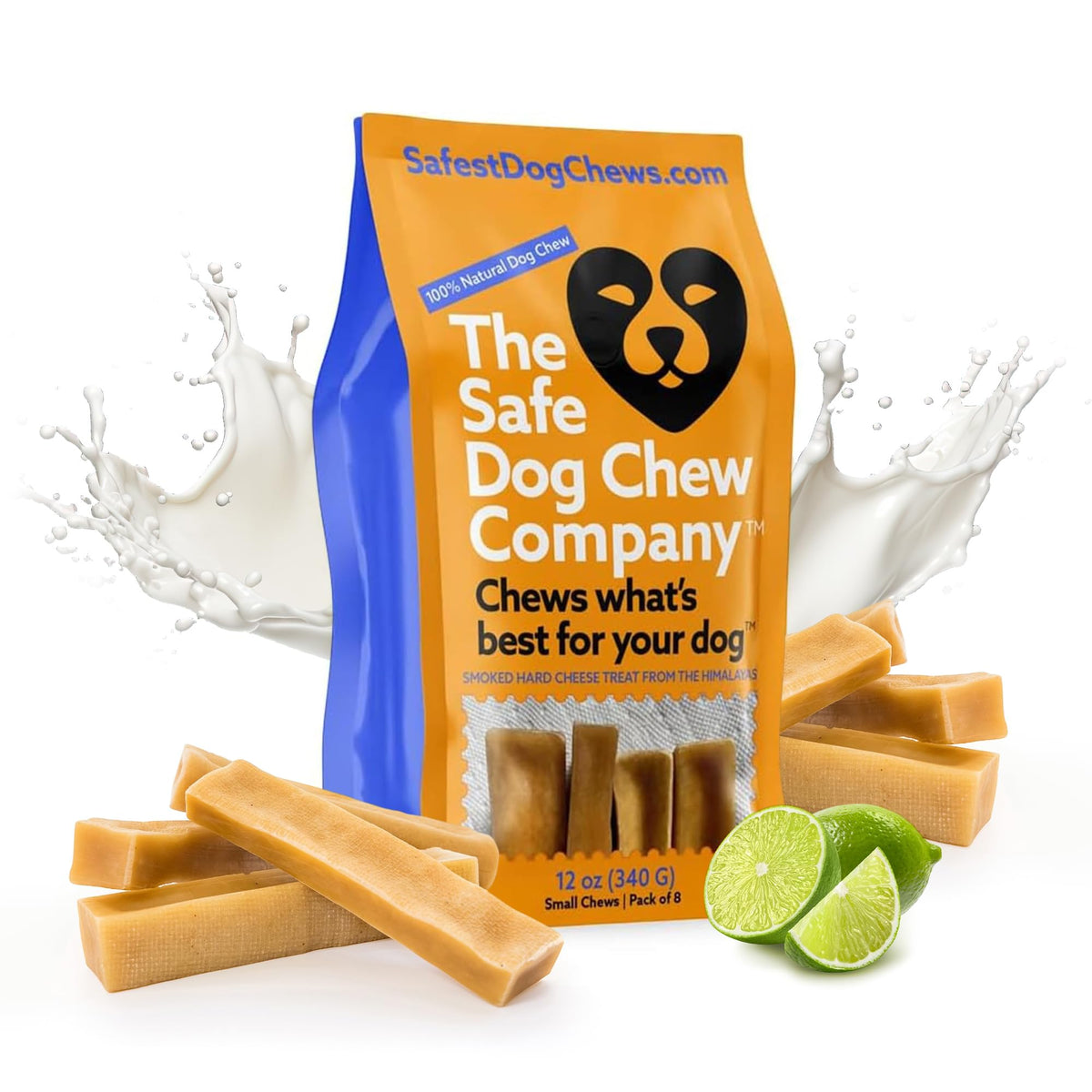 The Safe Dog Chew Company: queso yak Himalayo, palitos pequeños para limpieza dental suave.