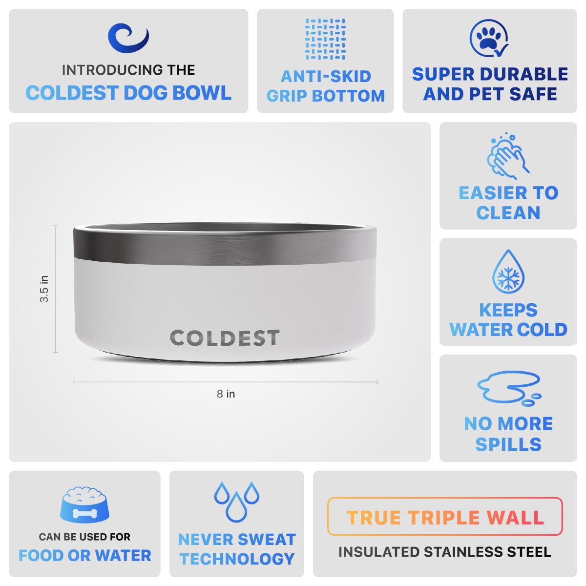 The Coldest Water comedero de 64 oz para perros y gatos